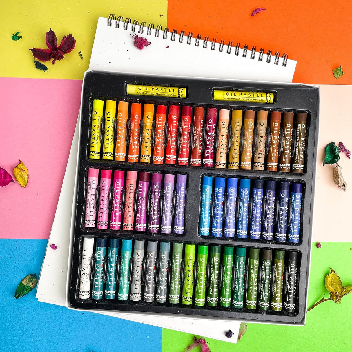 Isomars Oil Pastels, 52 Vibrant Shades, Professional Artist Drawing Set