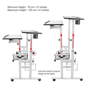 Isomars Sit/Stand Multipurpose Adjustable Table Professional Computer Workstation Extra Long Table top Dedicated Space for CPU Comes with Wheels & Floor Adjusters(36" X 12"/92cm X 30CM Wide White)