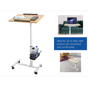 Isomars Multipurpose Laptop Table Study Desk, Lockable Wheels, & Adjustable Height and Angle for Breakfast Table, WFH & Online Classes (Wooden)