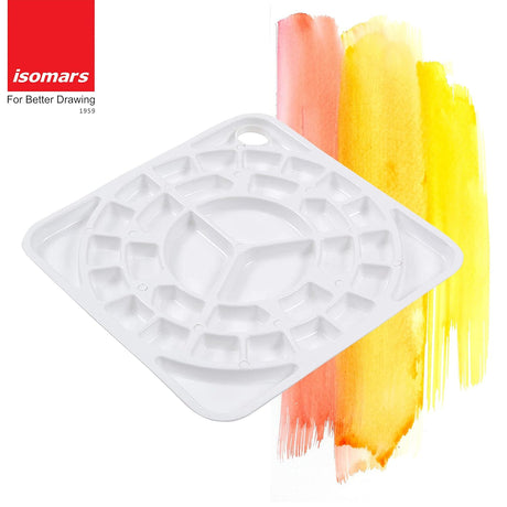 33 Well Plastic Paint Mixing Tray with Round Synthetic Brushes for Artists