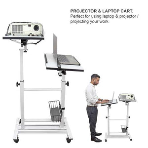 Isomars Sit &Stand 360° 2 Platforms Laptop & Projector User Table Multipurpose Angle Height & 360° Rotation Adjustable Both Side 2 Engineered Wood Board 20" / 50.8 cm x 14" / 35..5 cm (White)