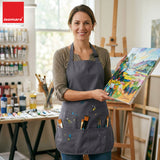 Isomars Canvas Painter's Apron with Adjustable Strap & Tool Pockets for brushes, tools, and art supplies