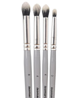 Isomars Professional Blending Brush Set of 4, Soft Bristles, Silver Metal Ferrule, Smooth Grey Handle | Suitable for Watercolor, Gouache, Acrylic, Ink & Oil Painting (Sizes: 2, 4, 6, and 8)