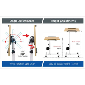 Isomars Multipurpose Laptop Table Study Desk, Lockable Wheels, & Adjustable Height and Angle for Breakfast Table, WFH & Online Classes (Wooden)