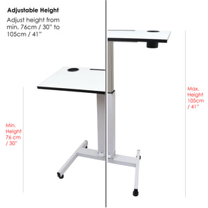 Isomars Airlift Made in India Multipurpose Height Adjustable 'SIT & Stand Laptop Table' with Foot Lever for Breakfast, Online Classes, Other Activities with Large Table Top (White)