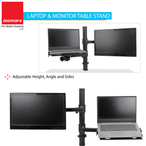 Isomars Laptop and Monitor Table Stand - Adjustable Height & Angles and Sides (Laptop & Monitor Mount)