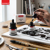 Isomars Acrylic Ink Black Set of 2, 35ml Each with Dropper