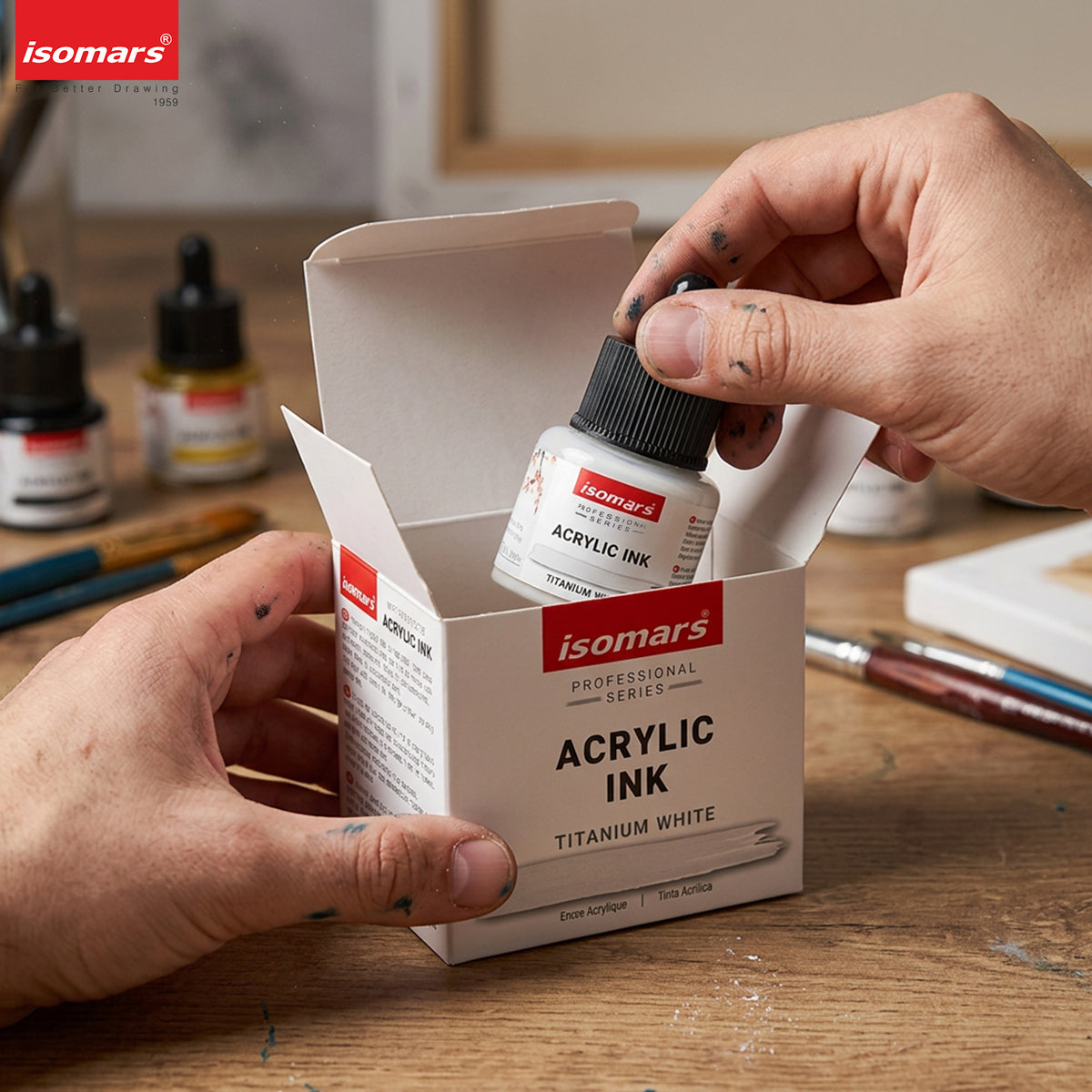 Isomars Acrylic Ink White 35ml with Dropper for Art & Drawing