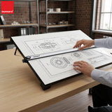 Isomars Professional drafting board with parallel ruler, foldable stand & carry handle for precise technical drawing