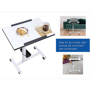 Isomars Multipurpose Laptop Table Study Desk, Lockable Wheels, & Adjustable Height And Angle For Breakfast Table, Wfh & Online Classes (White)