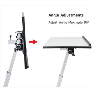 Isomars Multipurpose Laptop Table Study Desk, Caster Lockable Wheels, & Height Adjustable for Breakfast Table, Work from Home & Online Classes (White)