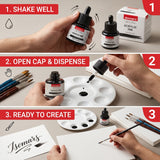 Isomars Acrylic Ink Black & Blue Combo, 35ml Each with Dropper