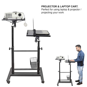 Isomars Sit &Stand 360° 2 Platforms Laptop & Projector User Table Multipurpose Angle Height & 360° Rotation Adjustable Both Side 2 Engineered Wood Board 20" / 50.8 cm x 14" / 35..5 cm (Black)