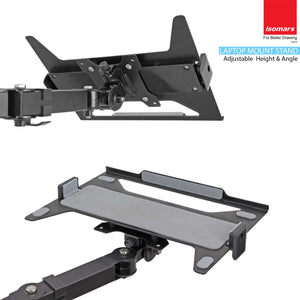 Isomars Laptop Mount Stand - Adjustable Height & Angles. Suitable for Laptop Size from 12 inches to 17 inches (30cm to 43cm).