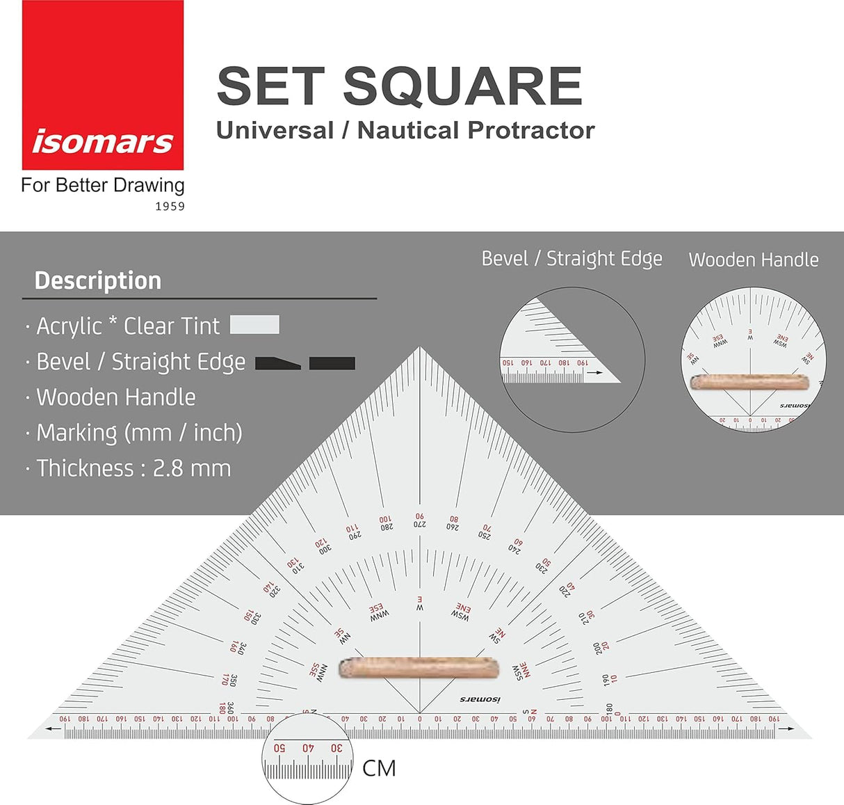 Isomars Universal Nautical Protractor with Marine/Nautical Divider