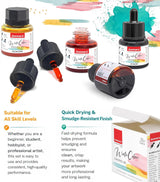 Isomars Water Color Ink Set of 12 Vibrant Professional Liquid Watercolors (35ml Bottles) with Droppers - Transparent Inks for Calligraphy, Illustration, Airbrushing & Painting