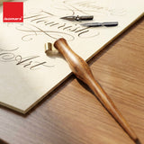 Isomars Rosewood Oblique Calligraphy Holder with 2 Flex Nibs for Copperplate, Spencerian and modern calligraphy