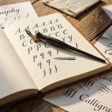 Isomars Oblique Calligraphy Holder with Brass Flange & 2 Professional Nibs for Copperplate and modern calligraphy