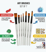Isomars Paint Brush Set of 7 with Colour Mixing Palette Flat & Round Brush