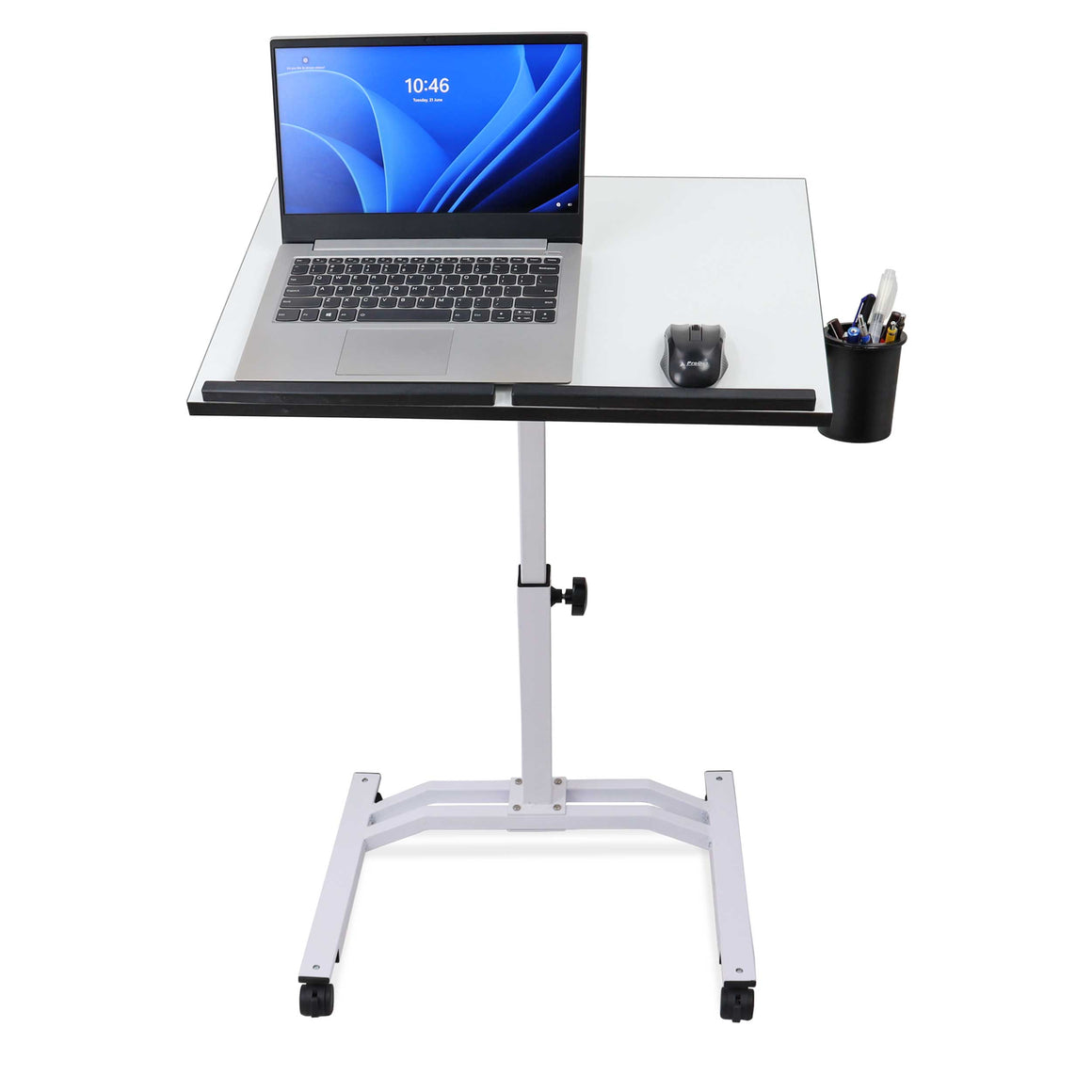 Isomars Multipurpose Laptop Table Study Desk, Caster Lockable Wheels, & Height Adjustable for Breakfast Table, Work from Home & Online Classes (White)