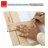 Isomars Wooden Board 14" x 20" with Wooden T-Square Combo - Drawing & Drafting Board & Wooden T-Scale Combo for Architecture and Engineering