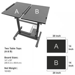 Isomars Sit &Stand 360° 2 Platforms Laptop & Projector User Table Multipurpose Angle Height & 360° Rotation Adjustable Both Side 2 Engineered Wood Board 20" / 50.8 cm x 14" / 35..5 cm (Black)