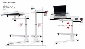 Isomars Metal 360° Rotatable Table Laptop Table Study Desk, Caster Lockable Wheels, & Height Adjustable for Breakfast Table, Work from Home & Online Classes