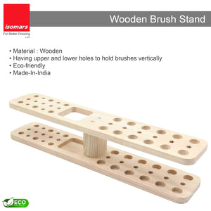 Isomars Wooden Brush Stand - Rectangular Brush Organiser for all kind of paint brushes handles (WITHOUT BRUSHES)