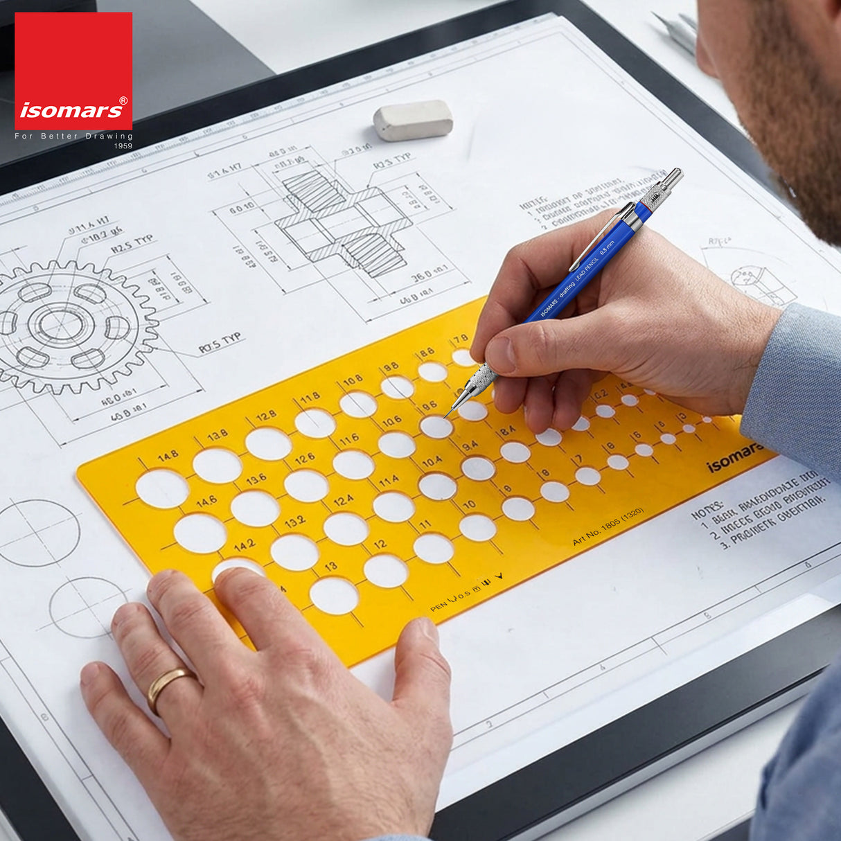 Isomars Circle Template Drawing Stencil | Precision Circular Drafting Template with Multiple Circle Sizes | Geometric Drawing Tool for Architects, Engineers, Designers, Artists & Students