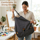 Isomars Canvas Painter's Apron with Adjustable Strap & Tool Pockets for brushes, tools, and art supplies