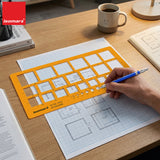 Isomars Square Template Drawing Stencil | Precision Geometric Square Drafting Template with 34 Square Sizes | Technical Drawing Tool for Architects, Engineers, Designers, Artists & Students
