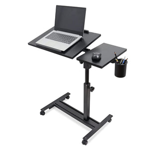 Isomars Metal 360° Rotatable Table Laptop Table Study Desk, Caster Lockable Wheels, & Height Adjustable for Breakfast Table, Work from Home & Online Classes