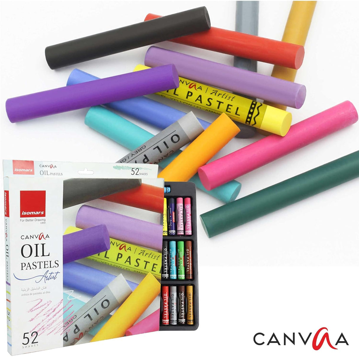 Isomars Oil Pastels, 52 Vibrant Shades, Professional Artist Drawing Set