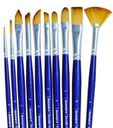 Isomars Estudio Professional Paint Brush Set of 10 – Premium Synthetic Artist Brushes for Acrylic, Watercolor & Oil Painting | Long Handle Art Brushes Kit