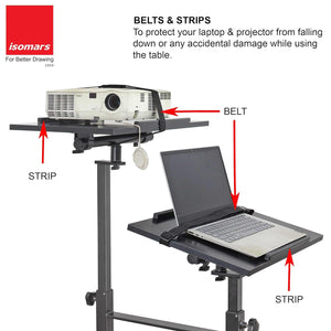 Isomars Sit &Stand 360° 2 Platforms Laptop & Projector User Table Multipurpose Angle Height & 360° Rotation Adjustable Both Side 2 Engineered Wood Board 20" / 50.8 cm x 14" / 35..5 cm (Black)