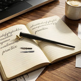 Isomars Oblique Calligraphy Holder with Brass Flange & 2 Professional Nibs for Copperplate and modern calligraphy