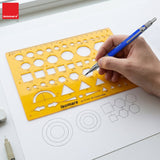 Isomars Geometric Combination Template Ruler | Multi-Shape Drawing & Drafting Stencil with Circles, Squares, Triangles, Hexagons, Arrows & Metric Scale for Architects, Engineers, Designers & Students