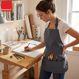 Isomars Canvas Painter's Apron with Adjustable Strap & Tool Pockets for brushes, tools, and art supplies