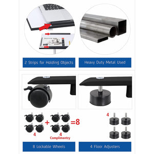 Isomars Multipurpose Laptop Table Study Desk, Lockable Wheels, & Adjustable Height and Angle for Breakfast Table, WFH & Online Classes (Wooden)