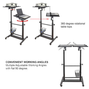 Isomars Sit &Stand 360° 2 Platforms Laptop & Projector User Table Multipurpose Angle Height & 360° Rotation Adjustable Both Side 2 Engineered Wood Board 20" / 50.8 cm x 14" / 35..5 cm (Black)