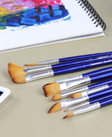 Isomars Estudio Professional Paint Brush Set of 10 – Premium Synthetic Artist Brushes for Acrylic, Watercolor & Oil Painting | Long Handle Art Brushes Kit