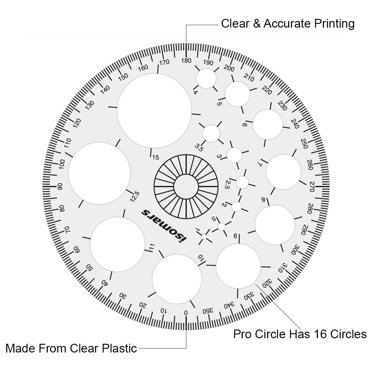 Isomars Pro Circle Big (25 Circle) with Professional Geometry and Circle Template (35 Circle) Ideal for Interior Design | Engineering | Architect | Drafting Students
