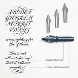 Isomars Calligraphy Pen Set with 2 Holders, 4 Nibs & Plastic Flange for Copperplate, Arabic and Gothic calligraphy