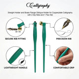 Isomars Calligraphy Pen Set with 2 Holders, 3 Nibs & Brass Flange for English, Copperplate and decorative calligraphy