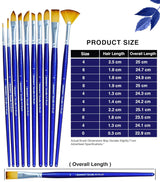 Isomars Estudio Professional Paint Brush Set of 10 – Premium Synthetic Artist Brushes for Acrylic, Watercolor & Oil Painting | Long Handle Art Brushes Kit