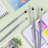 Isomars Professional Blending Brush Set of 4, Soft Bristles, Silver Metal Ferrule, Smooth Grey Handle | Suitable for Watercolor, Gouache, Acrylic, Ink & Oil Painting (Sizes: 2, 4, 6, and 8)