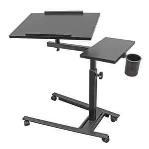 Isomars Metal 360° Rotatable Table Laptop Table Study Desk, Caster Lockable Wheels, & Height Adjustable for Breakfast Table, Work from Home & Online Classes (Black)