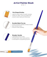 Isomars Estudio Painter’s Art Brush Set of 7 – Professional Synthetic Paint Brushes for Acrylic, Watercolor & Oil Painting | Long Handle Artist Brushes