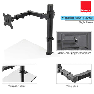 Isomars Monitor Mount Stand Single Screen - Adjustable Height & Angles