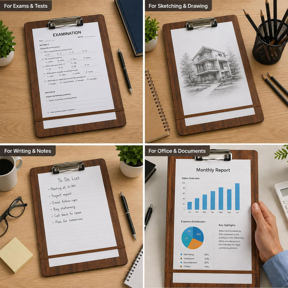 Isomars Clipboard - A4 - Size 33 x 22.8 cm / 13"x9" | Writing Pad